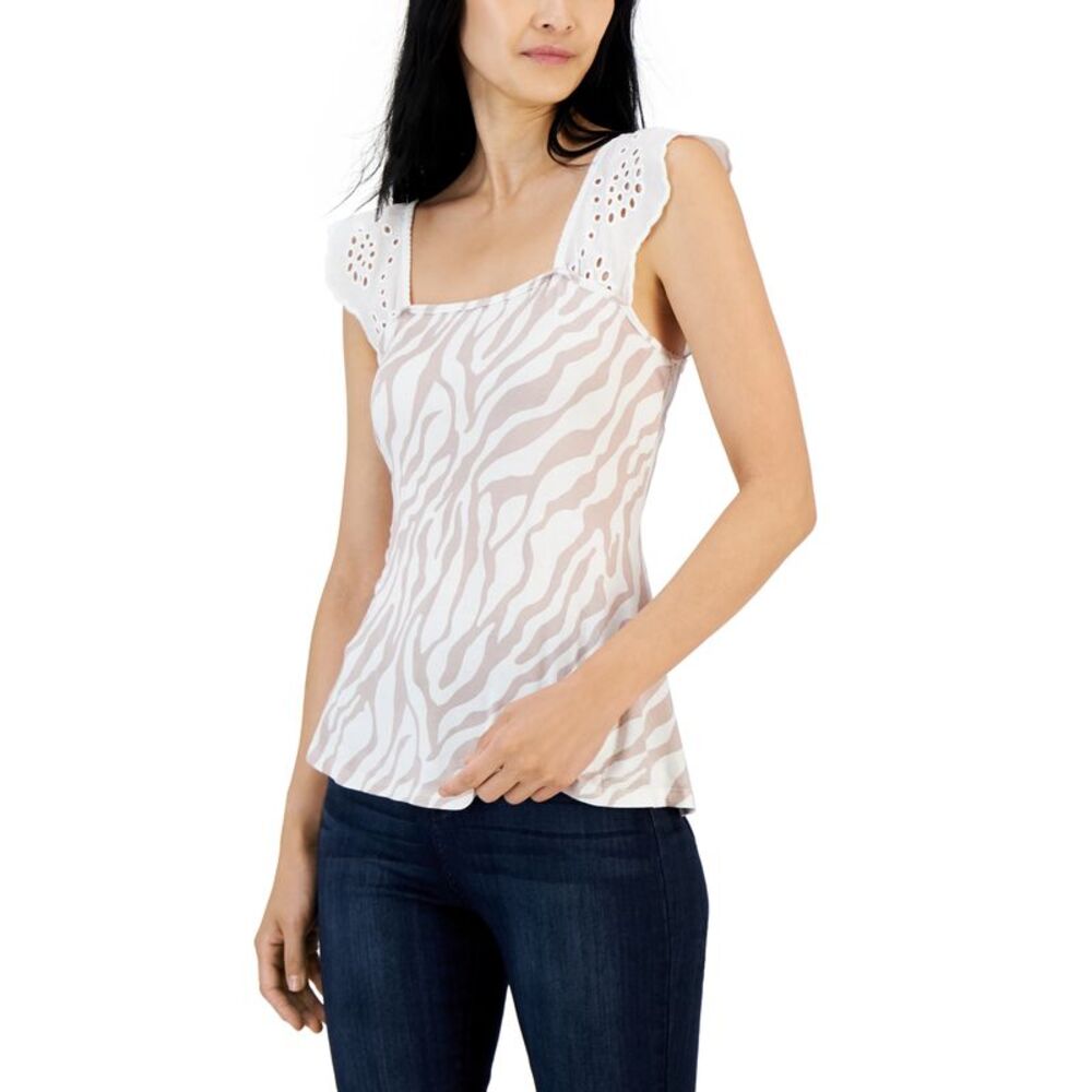Willow Drive Eyelet Flutter Sleeve Top